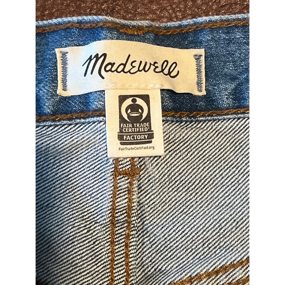 Madewell High Rise Wide Leg Distressed Jeans Light Wash Blue 100 Cotton Sz 31 - Picture 2 of 7